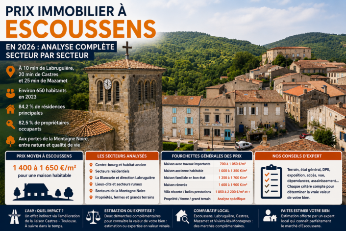 prix immobilier escoussens